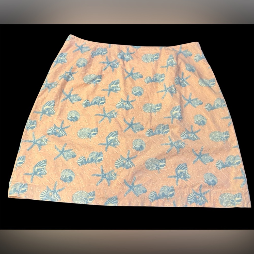 🐳Vineyard Vines Starfish & Shells No Waistband Skirt Preppy Coastal Size 14🐳